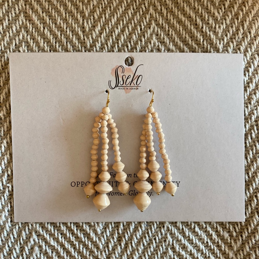 Sseko Paper Beaded Cascade Earrings